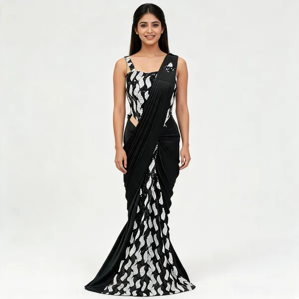 Black_Lycra_Silver_Sequin_Ready_To_Wear_Saree_For_Women