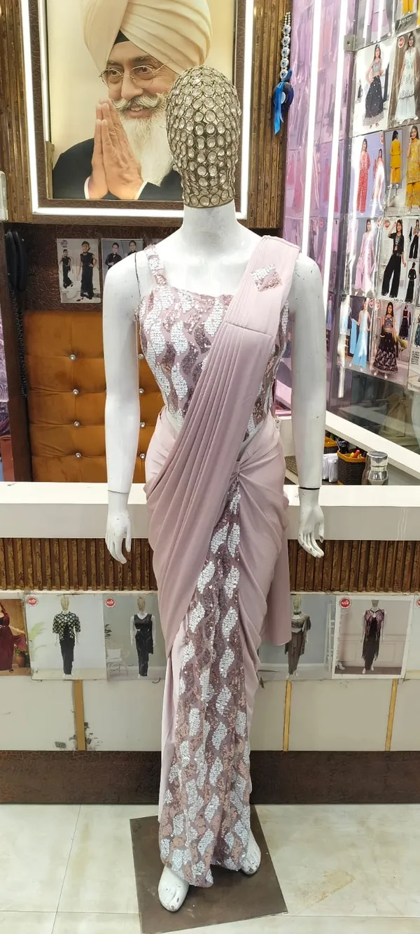 Pink_Lycra_Sequin_Embellished_Ready_To_Wear_Saree_For_Women