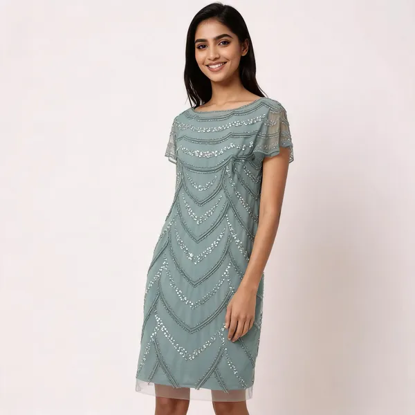 Sage_Net_Sequin_Embellished_Straight_Short_Dress_For_Women