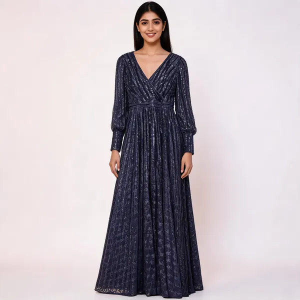 Navy_Shimmer_Flared_Maxi_Gown_For_Women