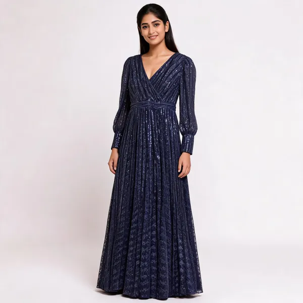 Navy_Shimmer_Flared_Maxi_Gown_For_Women