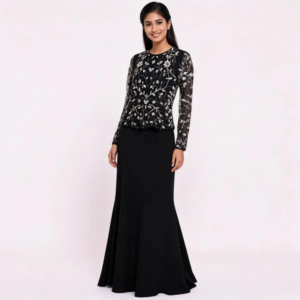 Black_Lycra_Floral_Embroidered_Flared_Maxi_Gown_For_Women