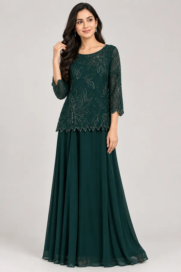 Green_Georgette_Embellished_Flare_Gown_For_Women