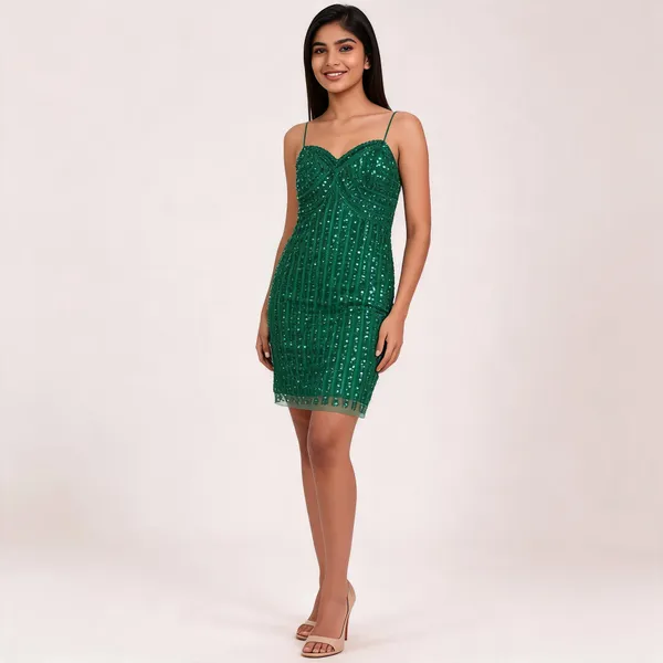 Green_Net_Sequin_Bodycon_Midi_Dress_For_Women