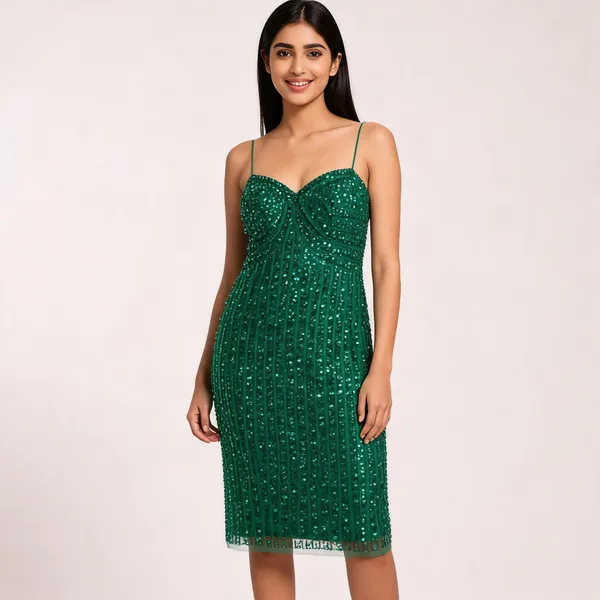 Green_Net_Sequin_Bodycon_Midi_Dress_For_Women