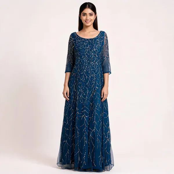 Navy_Blue_Net_Flared_Long_Gown_For_Women