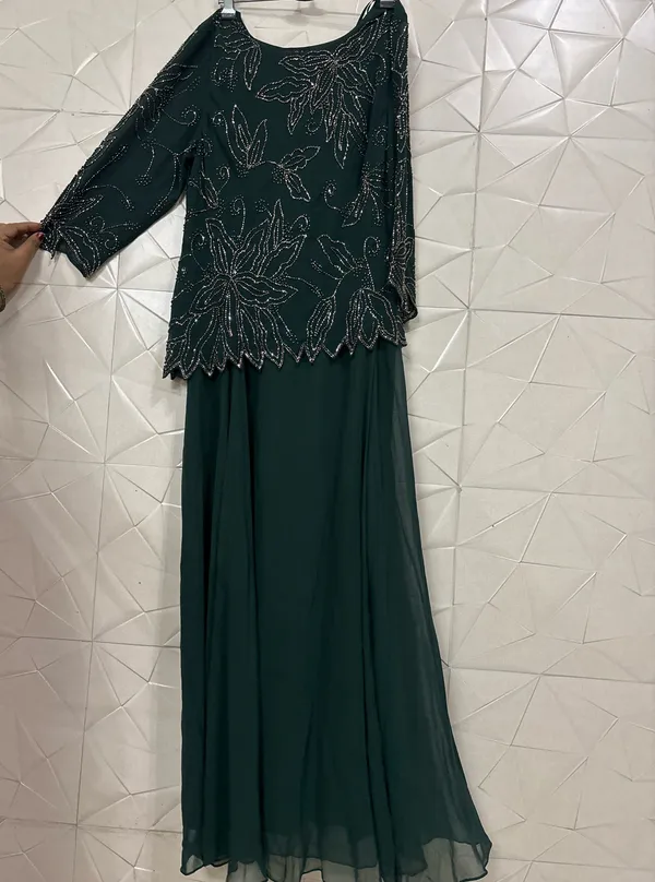 Green_Georgette_Embellished_Flare_Gown_For_Women