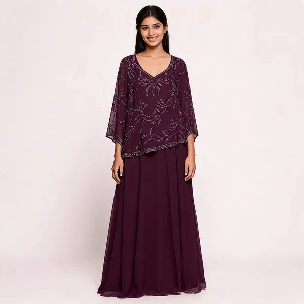 Purple_Georgette_Embellished_Layered_Flare_Gown_For_Women