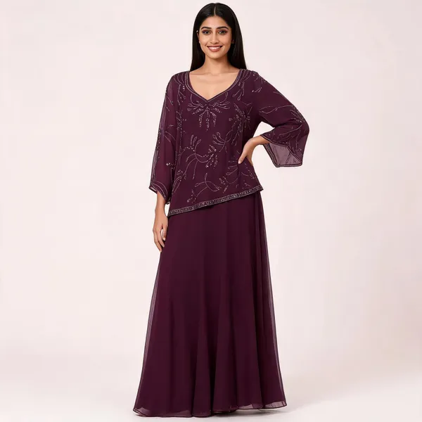 Purple_Georgette_Embellished_Layered_Flare_Gown_For_Women