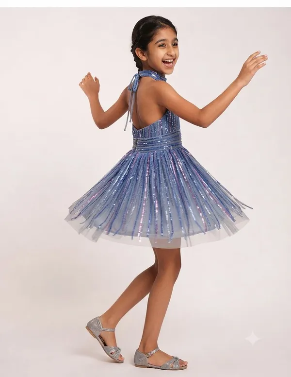 Blue_Net_Halter_Neck_Sequin_Dress_For_Kids