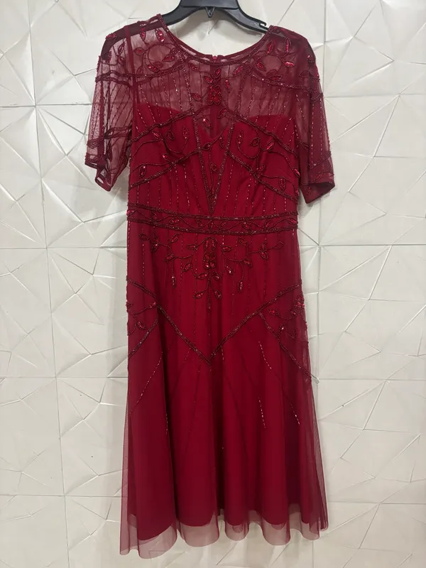 Maroon_Net_Embellished_Short_Dress_For_Women