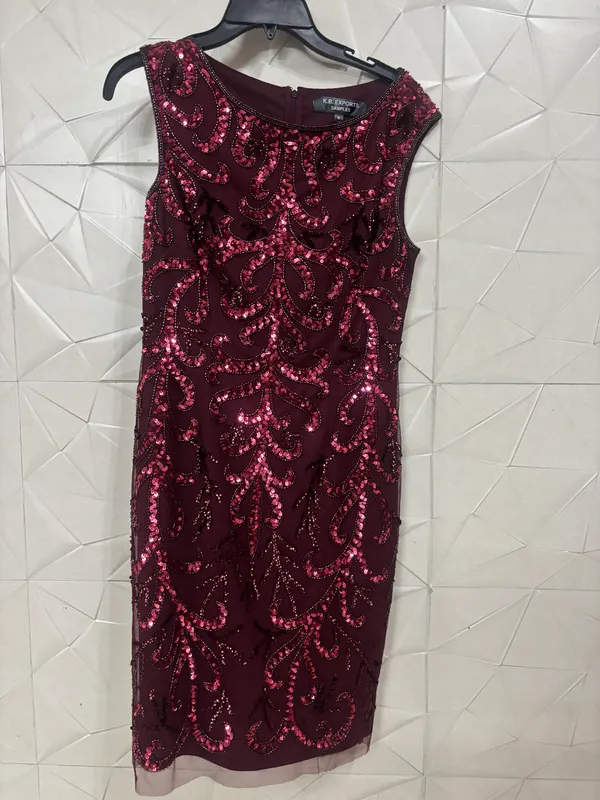 Maroon_Net_Straight_Fit_Sequin_Short_Dress_For_Women