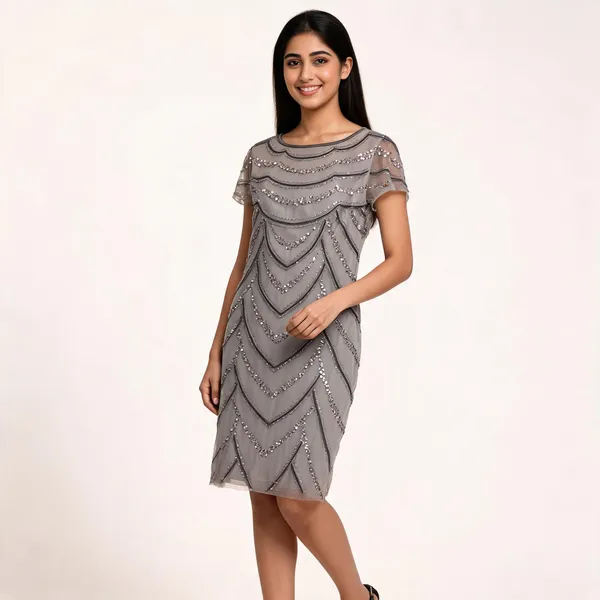 Grey_Net_Sequin_Embellished_Shift_Short_Dress_For_Women