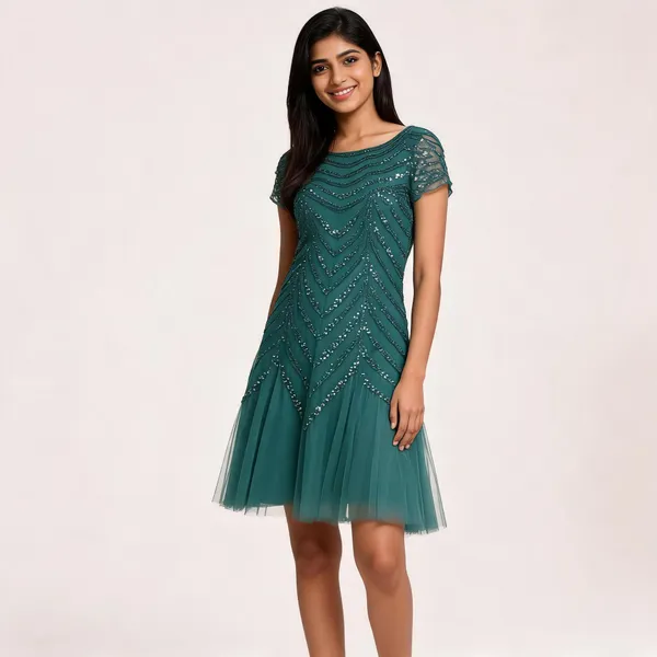 Teal_Net_Embellished_Flared_Maxi_Dress_For_Women
