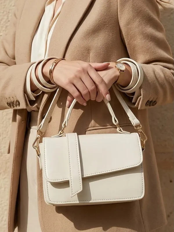 Ivory_Faux_Leather_Structured_Shoulder_Bag_For_Women