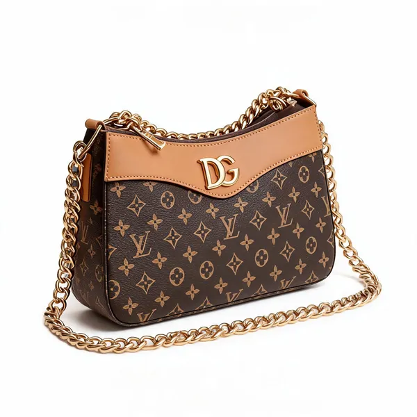 Brown_Pu_Leather_Monogram_Chain_Flap_Shoulder_Bag_For_Women