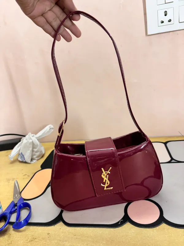 Black_And_Burgundy_Patent_Shoulder_Bag_for_Women