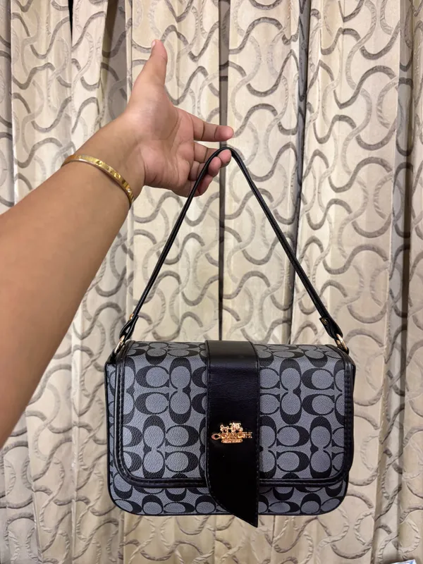 Black_And_Beige_Printed_Fabric_Shoulder_Bag_for_Women