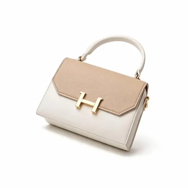Beige_Pu_Leather_Two-Tone_Flap_Structured_Handbag_For_Women