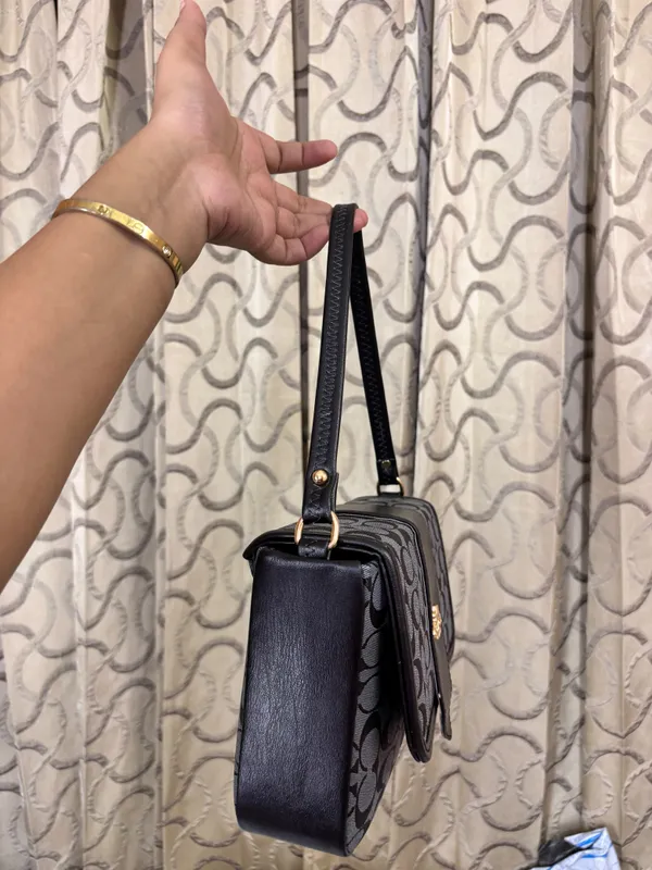 Black_And_Beige_Printed_Fabric_Shoulder_Bag_for_Women