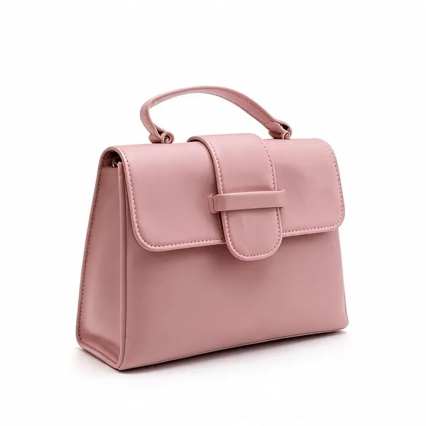Pink_Pu_Leather_Structured_Flap_Handbag_For_Women