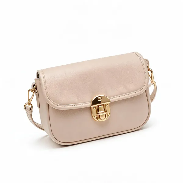 Cream_Pu_Leather_Structured_Crossbody_Bag_For_Women