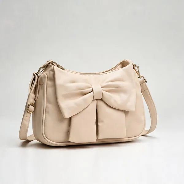 Beige_Pu_Leather_Bow_Detail_Shoulder_Bag_For_Women