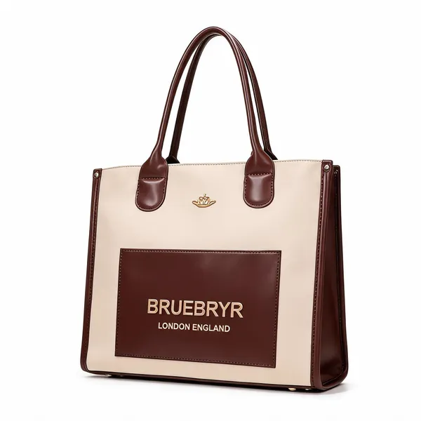 Cream_And_Brown_Fabric_Two_Tone_Tote_Bag_For_Women