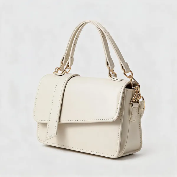 Ivory_Faux_Leather_Structured_Flap_Shoulder_Bag_For_Women