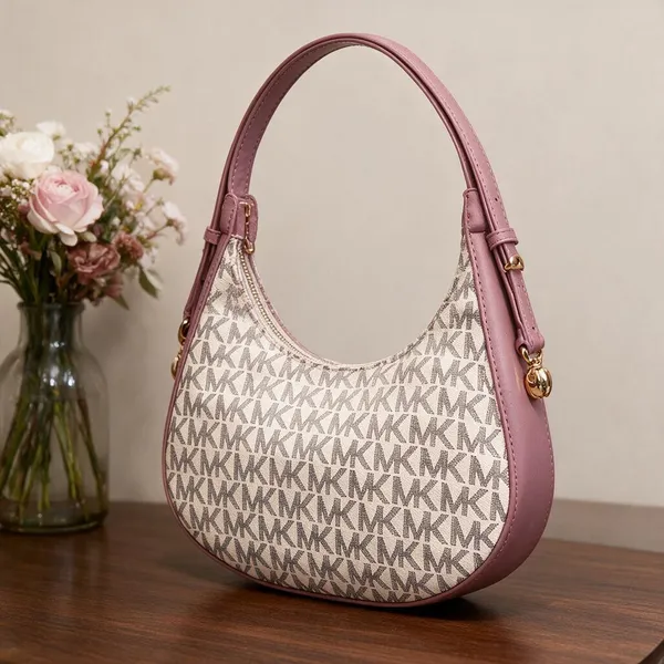 Pink_Pu_Leather_Monogram_Shoulder_Bag_For_Women