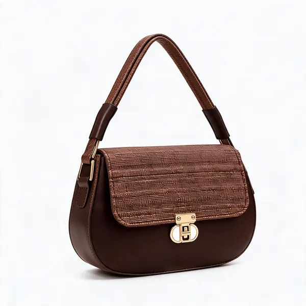 Brown_Faux_Leather_Textured_Flap_Shoulder_Bag_For_Women