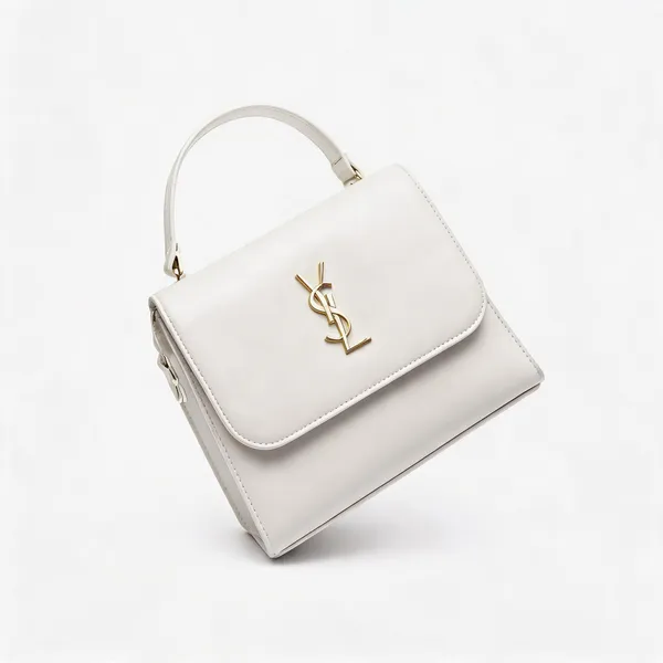 White_Pu_Leather_Structured_Flap_Handbag_For_Women