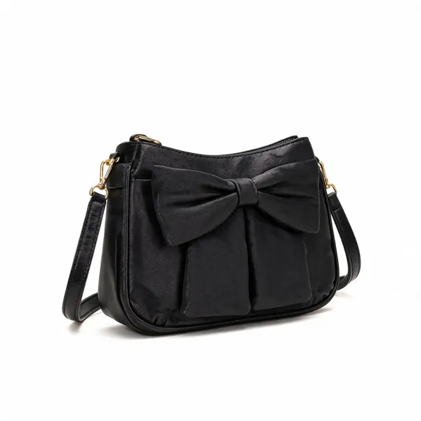 Black_Pu_Leather_Bow_Detail_Crossbody_Bag_For_Women