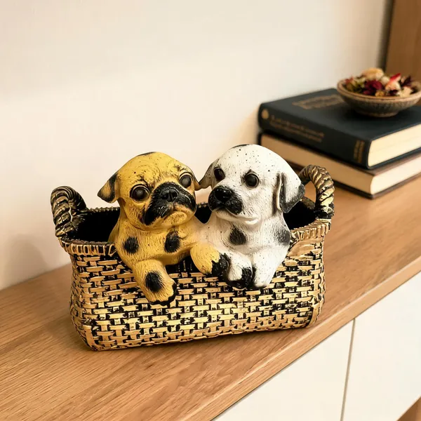 Puppy_Storage_Basket_Showpiece_Resin