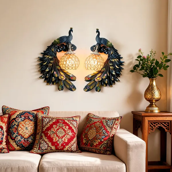 Wall_Mounted_Peacock_Night_Lamp_With_Resin_Material