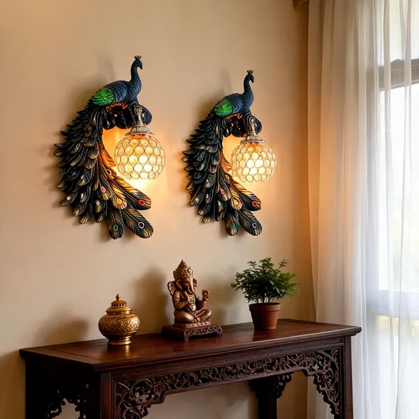 Wall_Mounted_Peacock_Night_Lamp_With_Resin_Material