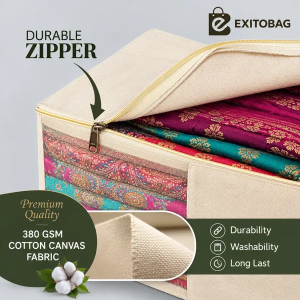 EXITOBAG_Canvas_Cotton_Blouse_Cover_|_Pack_of_3_|_38_x_25_x_17_cm