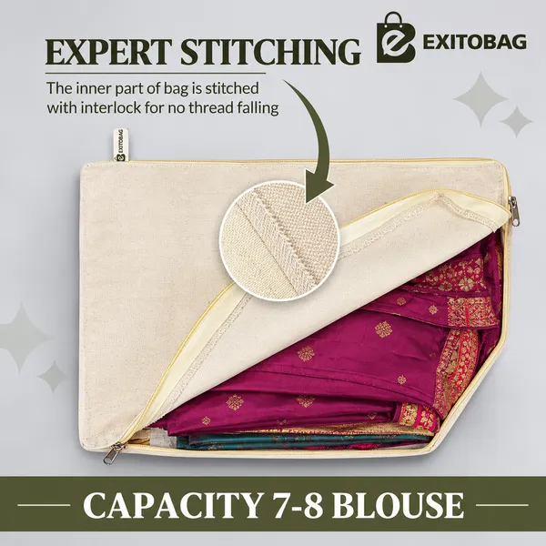 EXITOBAG_Canvas_Cotton_Blouse_Cover_|_Pack_of_3_|_38_x_25_x_17_cm