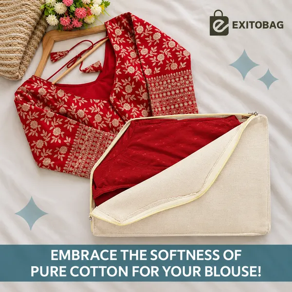 EXITOBAG_Canvas_Cotton_Blouse_Cover_|_Pack_of_3_|_38_x_25_x_17_cm