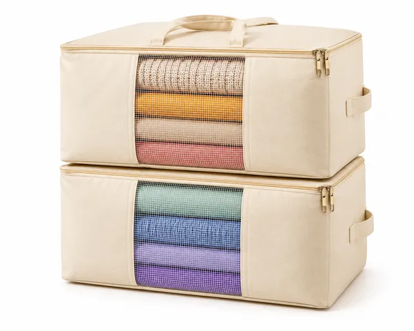 EXITOBAG_Extra_Large_Storage_Box_Soft_Canvas_Storage_Bags_with_Zipper_4-Carrying_Handles_and_Window_25x19x9_inch_Bag_for_Blankets_Pillows,Woman_Dresses,Sarees,Lehengas_for_Wardrobe_Organizer_(PACK_OF_2)