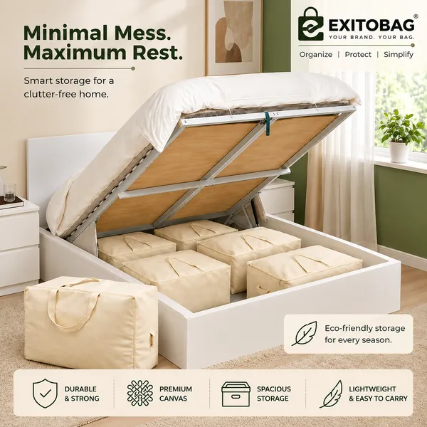 EXITOBAG_Extra_Large_Storage_Box_Soft_Canvas_Storage_Bags_with_Zipper_4-Carrying_Handles_and_Window_25x19x9_inch_Bag_for_Blankets_Pillows,Woman_Dresses,Sarees,Lehengas_for_Wardrobe_Organizer_(PACK_OF_2)