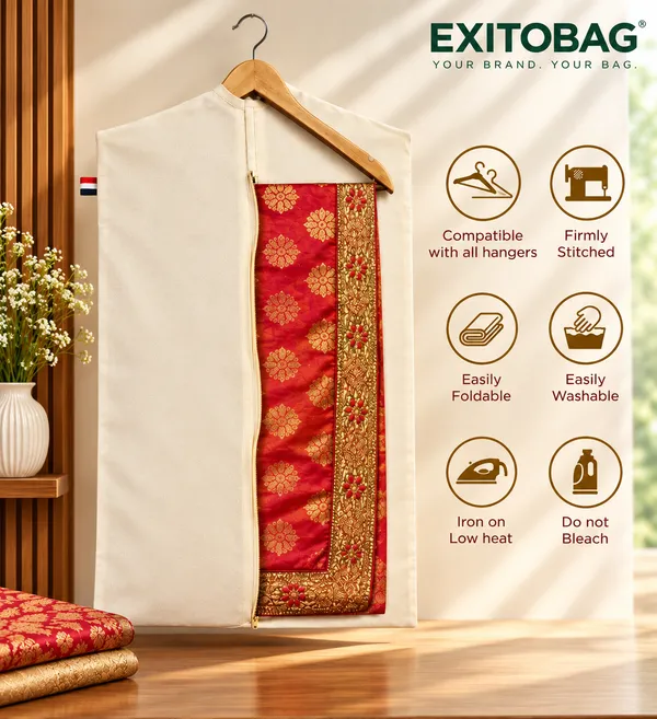 EXITOBAG_Hanging_Cotton_Saree_Covers/Bags_of_30_x_18_(Inches)_For_Clothes_Storage,_Wardrobe_Organizer_(Hangers_Are_NOT_Included)_(Single_Pocket_-_Pack_of_6)