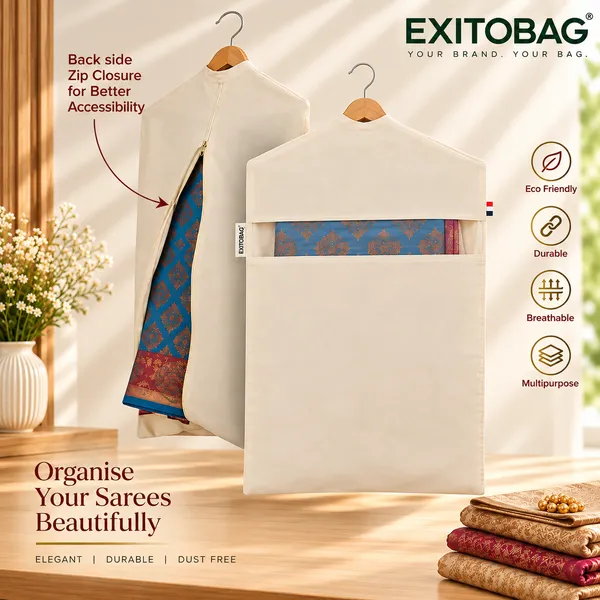 EXITOBAG_Hanging_Cotton_Saree_Covers/Bags_of_30_x_18_(Inches)_For_Clothes_Storage,_Wardrobe_Organizer_(Hangers_Are_NOT_Included)_(Single_Pocket_-_Pack_of_6)
