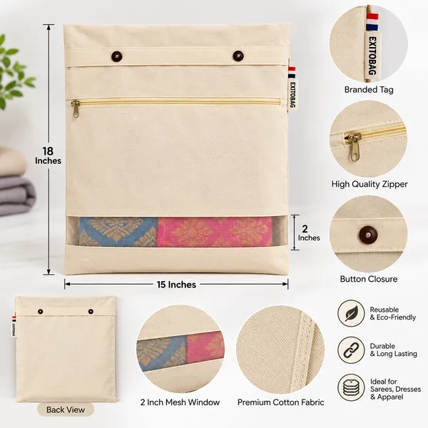 Pack_Of_12_Cotton_Zip_Closure_Mesh_Window_Blouse_Pocket_Saree_Cover_