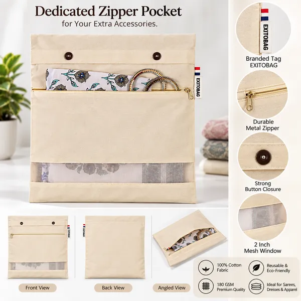 Pack_Of_6_Cotton_Zip_Closure_Mesh_Window_Blouse_Pocket_Saree_Cover_