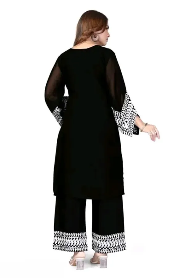 Black_Georgette_Kurta_Pant_Set_For_Women