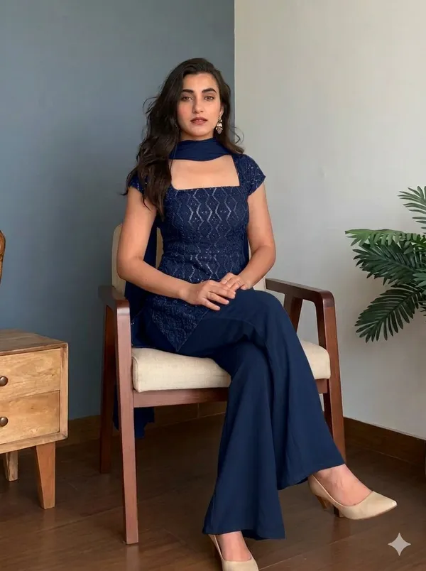 Blue_Georgette_3_Piece_Set_For_Women