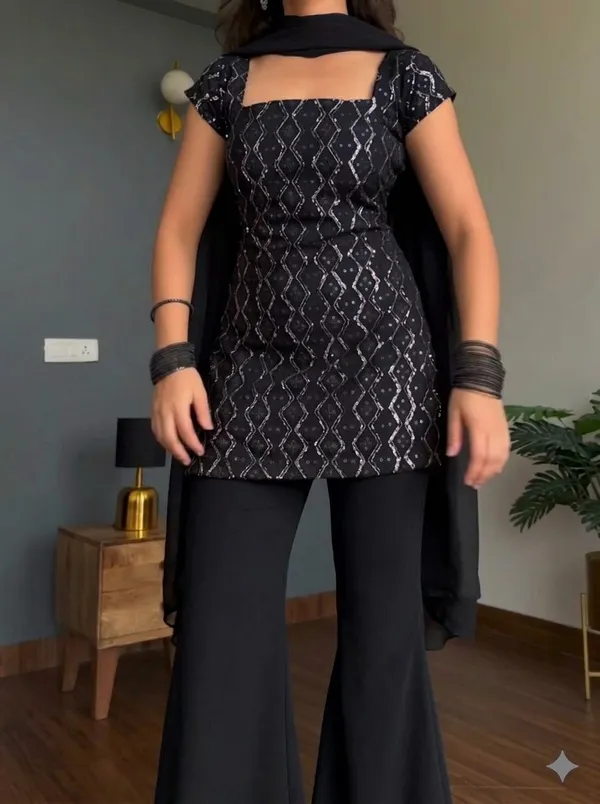 Black_Georgette_3_Piece_Set_For_Women