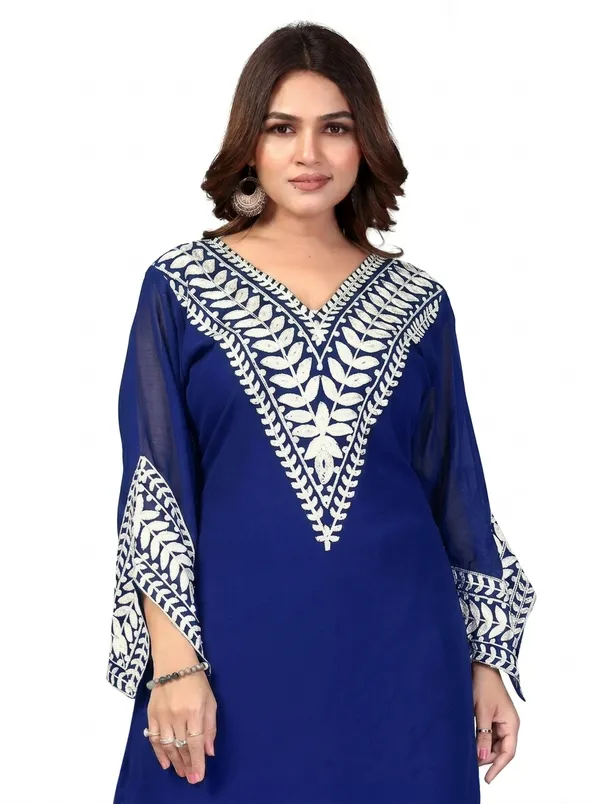 Blue_Georgette_Kurta_Pant_Set_For_Women