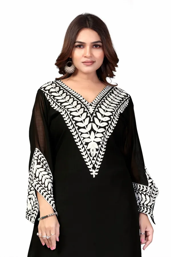Black_Georgette_Kurta_Pant_Set_For_Women